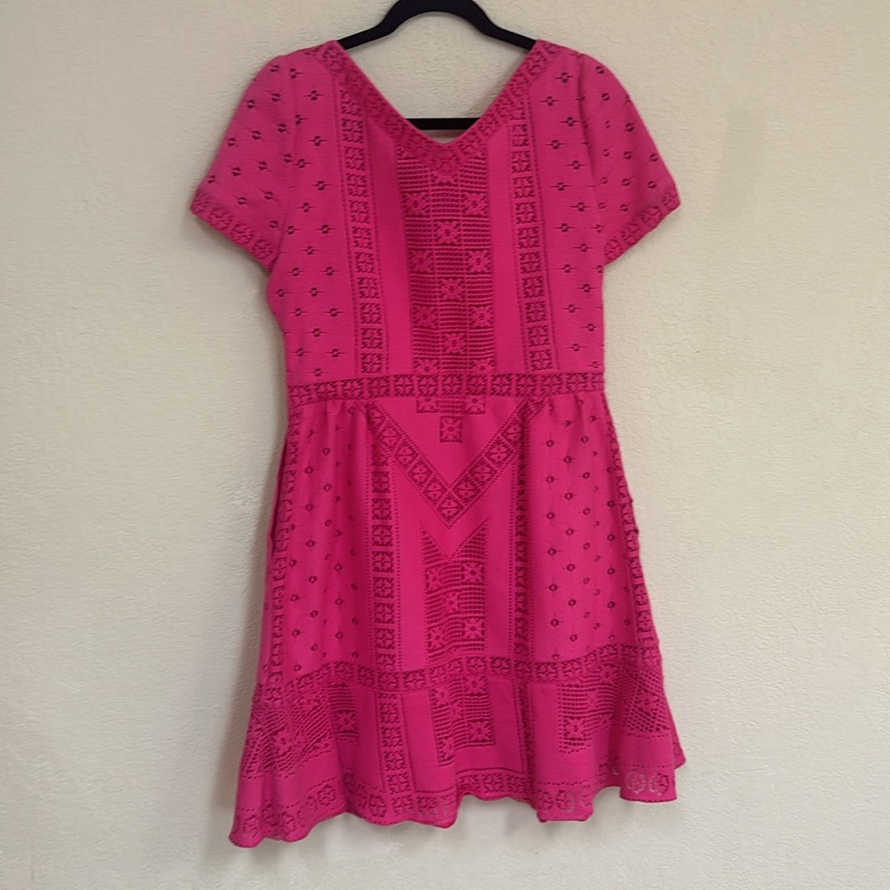 Valentino NWT Pink woman’s Voulant-Hem Guipure Dress size 10 - Picture 15 of 16